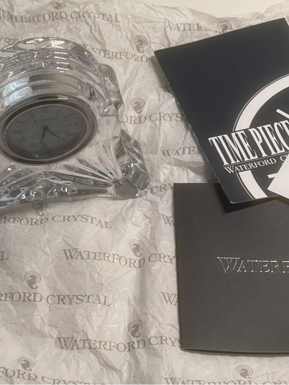 Waterford Clear Crystal Desk Clock with Booklets